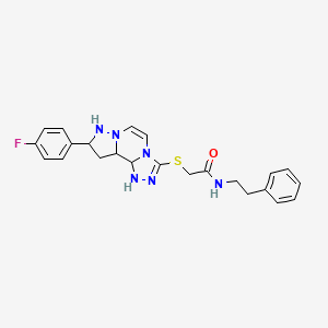 molecular formula C23H19FN6OS B2586539 2-{[11-(4-氟苯基)-3,4,6,9,10-五氮杂三环[7.3.0.0^{2,6}]十二烯-5-基]硫代}-N-(2-苯乙基)乙酰胺 CAS No. 1206988-39-7