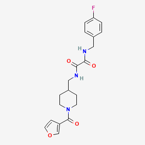 molecular formula C20H22FN3O4 B2586549 N'-[(4-fluorophenyl)methyl]-N-{[1-(furan-3-carbonyl)piperidin-4-yl]methyl}ethanediamide CAS No. 1396714-89-8