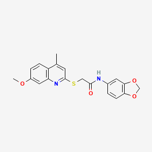 B2586556 N-(1,3-benzodioxol-5-yl)-2-(7-methoxy-4-methylquinolin-2-yl)sulfanylacetamide CAS No. 301683-81-8