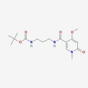 molecular formula C16H25N3O5 B2586582 Tert-butyl (3-(4-methoxy-1-methyl-6-oxo-1,6-dihydropyridine-3-carboxamido)propyl)carbamate CAS No. 2034527-80-3