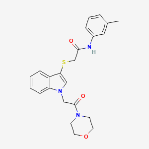 molecular formula C23H25N3O3S B2586588 2-((1-(2-morpholino-2-oxoethyl)-1H-indol-3-yl)thio)-N-(m-tolyl)acetamide CAS No. 878054-37-6