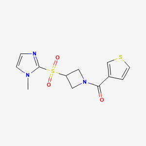 molecular formula C12H13N3O3S2 B2586589 (3-((1-methyl-1H-imidazol-2-yl)sulfonyl)azetidin-1-yl)(thiophen-3-yl)methanone CAS No. 2034305-37-6