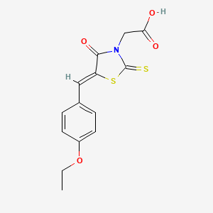 molecular formula C14H13NO4S2 B2586593 2-[(5Z)-5-[(4-Ethoxyphenyl)methylidene]-4-oxo-2-sulfanylidene-1,3-thiazolidin-3-yl]acetic acid CAS No. 313530-07-3