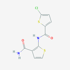 molecular formula C10H7ClN2O2S2 B2586598 N-(3-氨基甲酰噻吩-2-基)-5-氯噻吩-2-甲酰胺 CAS No. 864941-20-8