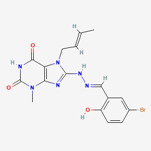 8-[(2E)-2-(5-bromo-2-hydroxybenzylidene)hydrazinyl]-7-[(2E)-but-2-en-1-yl]-3-methyl-3,7-dihydro-1H-purine-2,6-dione