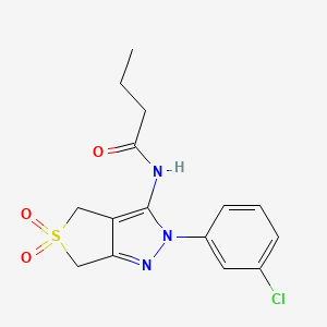 molecular formula C15H16ClN3O3S B2586615 N-[2-(3-chlorophenyl)-5,5-dioxo-2H,4H,6H-5lambda6-thieno[3,4-c]pyrazol-3-yl]butanamide CAS No. 449788-62-9