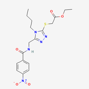 molecular formula C18H23N5O5S B2586623 ethyl 2-[(4-butyl-5-{[(4-nitrophenyl)formamido]methyl}-4H-1,2,4-triazol-3-yl)sulfanyl]acetate CAS No. 689749-77-7
