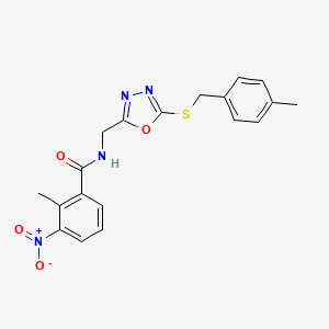 2-methyl-N-((5-((4-methylbenzyl)thio)-1,3,4-oxadiazol-2-yl)methyl)-3-nitrobenzamide