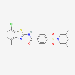 molecular formula C22H24ClN3O3S2 B2586642 N-(7-chloro-4-methylbenzo[d]thiazol-2-yl)-4-((3,5-dimethylpiperidin-1-yl)sulfonyl)benzamide CAS No. 905685-92-9