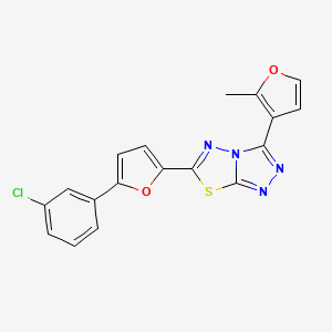 molecular formula C18H11ClN4O2S B2586653 6-[5-(3-Chlorophenyl)furan-2-yl]-3-(2-methylfuran-3-yl)-[1,2,4]triazolo[3,4-b][1,3,4]thiadiazole CAS No. 874466-87-2