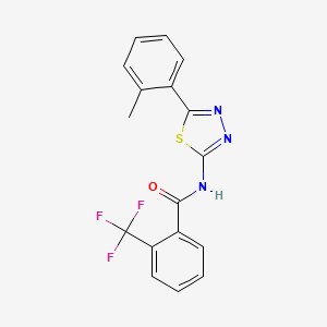 molecular formula C17H12F3N3OS B2586656 N-[5-(2-methylphenyl)-1,3,4-thiadiazol-2-yl]-2-(trifluoromethyl)benzamide CAS No. 391863-37-9