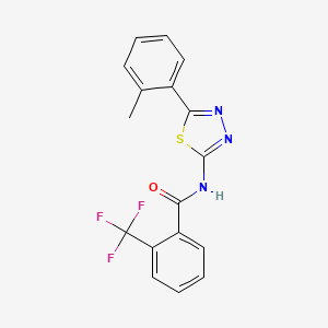 molecular formula C17H12F3N3OS B2586656 N-(5-(o-tolyl)-1,3,4-thiadiazol-2-yl)-2-(trifluoromethyl)benzamide CAS No. 391863-37-9