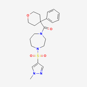 B2586657 (4-((1-methyl-1H-pyrazol-4-yl)sulfonyl)-1,4-diazepan-1-yl)(4-phenyltetrahydro-2H-pyran-4-yl)methanone CAS No. 2034544-02-8