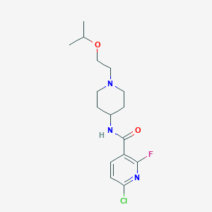 B2586658 6-Chloro-2-fluoro-N-[1-(2-propan-2-yloxyethyl)piperidin-4-yl]pyridine-3-carboxamide CAS No. 2193228-07-6
