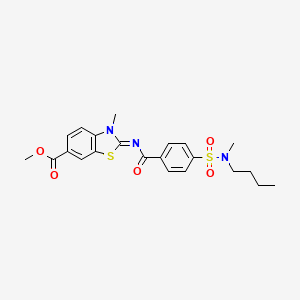 molecular formula C22H25N3O5S2 B2586660 (Z)-methyl 2-((4-(N-butyl-N-methylsulfamoyl)benzoyl)imino)-3-methyl-2,3-dihydrobenzo[d]thiazole-6-carboxylate CAS No. 850909-26-1