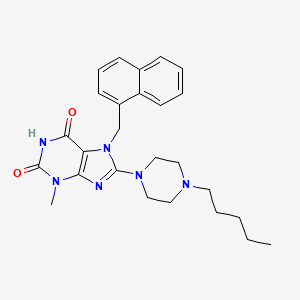 molecular formula C26H32N6O2 B2586661 3-methyl-7-(naphthalen-1-ylmethyl)-8-(4-pentylpiperazin-1-yl)-1H-purine-2,6(3H,7H)-dione CAS No. 898428-30-3