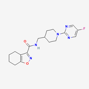 molecular formula C18H22FN5O2 B2586663 N-((1-(5-fluoropyrimidin-2-yl)piperidin-4-yl)methyl)-4,5,6,7-tetrahydrobenzo[d]isoxazole-3-carboxamide CAS No. 2034229-66-6