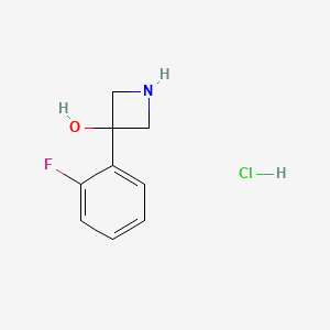 molecular formula C9H11ClFNO B2586668 3-(2-氟苯基)氮杂环丁烷-3-醇；盐酸盐 CAS No. 2287309-85-5