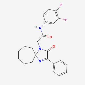 molecular formula C23H23F2N3O2 B2586674 N-(3,4-Difluorophenyl)-2-{2-oxo-3-phenyl-1,4-diazaspiro[4.6]undec-3-EN-1-YL}acetamide CAS No. 866847-56-5