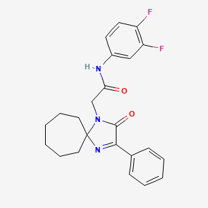 molecular formula C23H23F2N3O2 B2586674 N-(3,4-difluorophenyl)-2-(2-oxo-3-phenyl-1,4-diazaspiro[4.6]undec-3-en-1-yl)acetamide CAS No. 866847-56-5