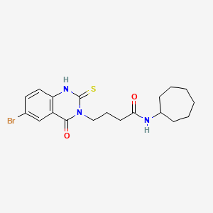 molecular formula C19H24BrN3O2S B2586685 4-(6-溴-4-氧代-2-硫代甲基-1H-喹唑啉-3-基)-N-环庚基丁酰胺 CAS No. 422287-80-7