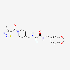 molecular formula C20H23N5O5S B2586691 N-[(2H-1,3-benzodioxol-5-yl)methyl]-N'-{[1-(4-methyl-1,2,3-thiadiazole-5-carbonyl)piperidin-4-yl]methyl}ethanediamide CAS No. 1235319-78-4