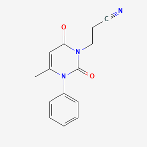 molecular formula C14H13N3O2 B2586704 3-(4-methyl-2,6-dioxo-3-phenyl-3,6-dihydropyrimidin-1(2H)-yl)propanenitrile CAS No. 1242819-89-1