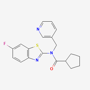 molecular formula C19H18FN3OS B2586706 N-(6-fluoro-1,3-benzothiazol-2-yl)-N-[(pyridin-3-yl)methyl]cyclopentanecarboxamide CAS No. 1172267-16-1