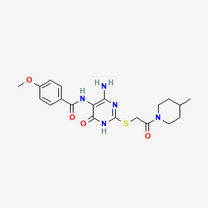 N-(4-amino-2-((2-(4-methylpiperidin-1-yl)-2-oxoethyl)thio)-6-oxo-1,6-dihydropyrimidin-5-yl)-4-methoxybenzamide