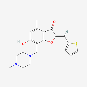 molecular formula C20H22N2O3S B2586727 (Z)-6-hydroxy-4-methyl-7-((4-methylpiperazin-1-yl)methyl)-2-(thiophen-2-ylmethylene)benzofuran-3(2H)-one CAS No. 903867-02-7