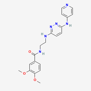 molecular formula C20H22N6O3 B2586728 3,4-dimethoxy-N-(2-((6-(pyridin-4-ylamino)pyridazin-3-yl)amino)ethyl)benzamide CAS No. 1021115-41-2