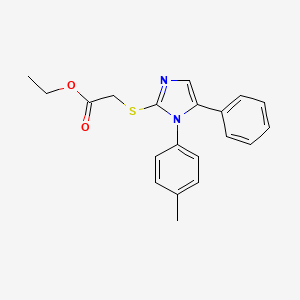 molecular formula C20H20N2O2S B2586729 ethyl 2-((5-phenyl-1-(p-tolyl)-1H-imidazol-2-yl)thio)acetate CAS No. 1207043-30-8