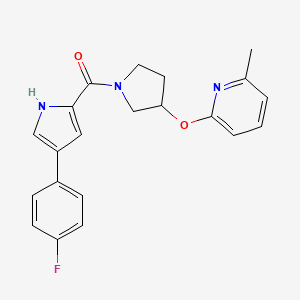 molecular formula C21H20FN3O2 B2586732 (4-(4-氟苯基)-1H-吡咯-2-基)(3-((6-甲基吡啶-2-基)氧基)吡咯啉-1-基)甲酮 CAS No. 1903120-29-5
