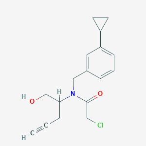molecular formula C17H20ClNO2 B2586733 2-Chloro-N-[(3-cyclopropylphenyl)methyl]-N-(1-hydroxypent-4-yn-2-yl)acetamide CAS No. 2411267-06-4