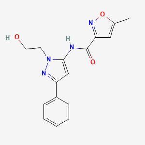 molecular formula C16H16N4O3 B2586735 N-(1-(2-羟乙基)-3-苯基-1H-吡唑-5-基)-5-甲基异噁唑-3-甲酰胺 CAS No. 1226433-72-2