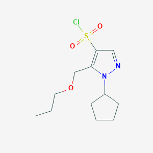 molecular formula C12H19ClN2O3S B2586738 1-cyclopentyl-5-(propoxymethyl)-1H-pyrazole-4-sulfonyl chloride CAS No. 1856019-80-1