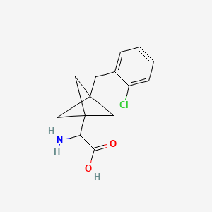 molecular formula C14H16ClNO2 B2586747 2-Amino-2-[3-[(2-chlorophenyl)methyl]-1-bicyclo[1.1.1]pentanyl]acetic acid CAS No. 2287266-65-1