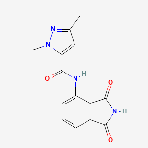 molecular formula C14H12N4O3 B2586748 N-(1,3-dioxoisoindolin-4-yl)-1,3-dimethyl-1H-pyrazole-5-carboxamide CAS No. 1013796-40-1