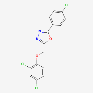 molecular formula C15H9Cl3N2O2 B2586753 2-(4-Chlorophenyl)-5-[(2,4-dichlorophenoxy)methyl]-1,3,4-oxadiazole CAS No. 338395-84-9