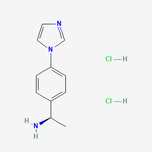 molecular formula C11H15Cl2N3 B2586757 (1R)-1-[4-(1H-咪唑-1-基)苯基]乙胺二盐酸盐 CAS No. 1421607-30-8