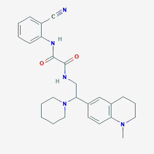 molecular formula C26H31N5O2 B2586761 N1-(2-cyanophenyl)-N2-(2-(1-methyl-1,2,3,4-tetrahydroquinolin-6-yl)-2-(piperidin-1-yl)ethyl)oxalamide CAS No. 922096-37-5