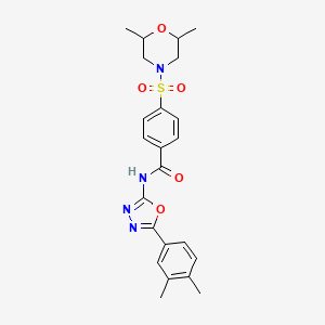 molecular formula C23H26N4O5S B2586765 4-((2,6-dimethylmorpholino)sulfonyl)-N-(5-(3,4-dimethylphenyl)-1,3,4-oxadiazol-2-yl)benzamide CAS No. 923095-06-1