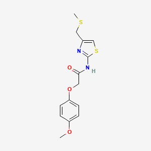 molecular formula C14H16N2O3S2 B2586767 2-(4-methoxyphenoxy)-N-(4-((methylthio)methyl)thiazol-2-yl)acetamide CAS No. 941973-68-8