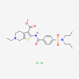 molecular formula C24H34ClN3O5S2 B2586768 methyl 2-(4-(N,N-dipropylsulfamoyl)benzamido)-6-ethyl-4,5,6,7-tetrahydrothieno[2,3-c]pyridine-3-carboxylate hydrochloride CAS No. 1216888-17-3