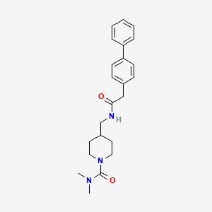 molecular formula C23H29N3O2 B2586771 4-((2-([1,1'-biphenyl]-4-yl)acetamido)methyl)-N,N-dimethylpiperidine-1-carboxamide CAS No. 2034459-50-0