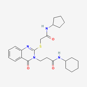 molecular formula C24H32N4O3S B2586787 N-cyclohexyl-3-(2-{[(cyclopentylcarbamoyl)methyl]sulfanyl}-4-oxo-3,4-dihydroquinazolin-3-yl)propanamide CAS No. 451463-81-3