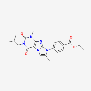 molecular formula C22H25N5O4 B2586790 ethyl 4-(3-isobutyl-1,7-dimethyl-2,4-dioxo-3,4-dihydro-1H-imidazo[2,1-f]purin-8(2H)-yl)benzoate CAS No. 877644-23-0
