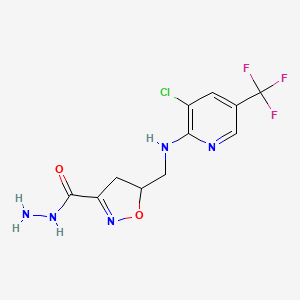 molecular formula C11H11ClF3N5O2 B2586798 5-({[3-Chloro-5-(trifluoromethyl)-2-pyridinyl]amino}methyl)-4,5-dihydro-3-isoxazolecarbohydrazide CAS No. 251310-32-4
