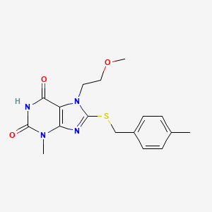 molecular formula C17H20N4O3S B2586808 7-(2-methoxyethyl)-3-methyl-8-((4-methylbenzyl)thio)-1H-purine-2,6(3H,7H)-dione CAS No. 313470-51-8