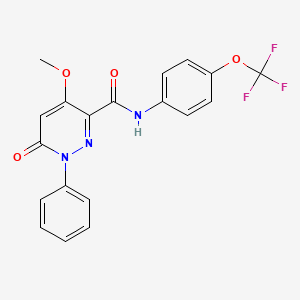 molecular formula C19H14F3N3O4 B2586811 4-methoxy-6-oxo-1-phenyl-N-(4-(trifluoromethoxy)phenyl)-1,6-dihydropyridazine-3-carboxamide CAS No. 1005296-51-4